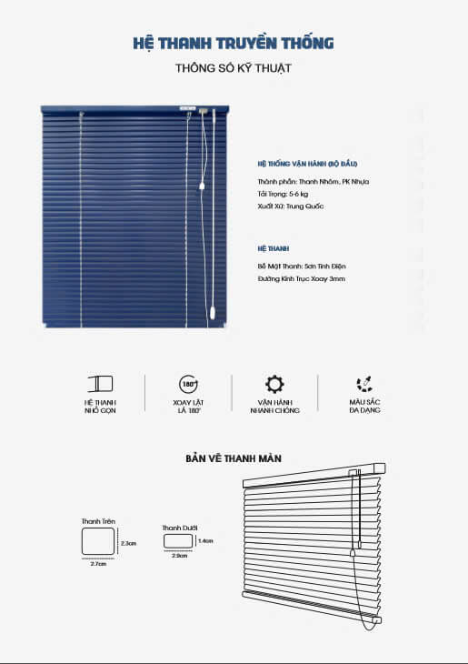 Màn Sáo Nhôm C Shape 25mm 2 Thông số